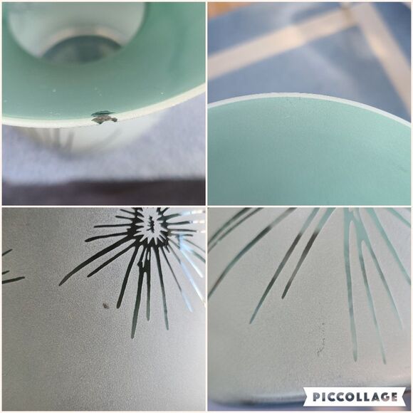 Vintage Carafe Style Floral Vase Frosted Green Fireworks Motif 60s MCM Vibes - Picture 9 of 10